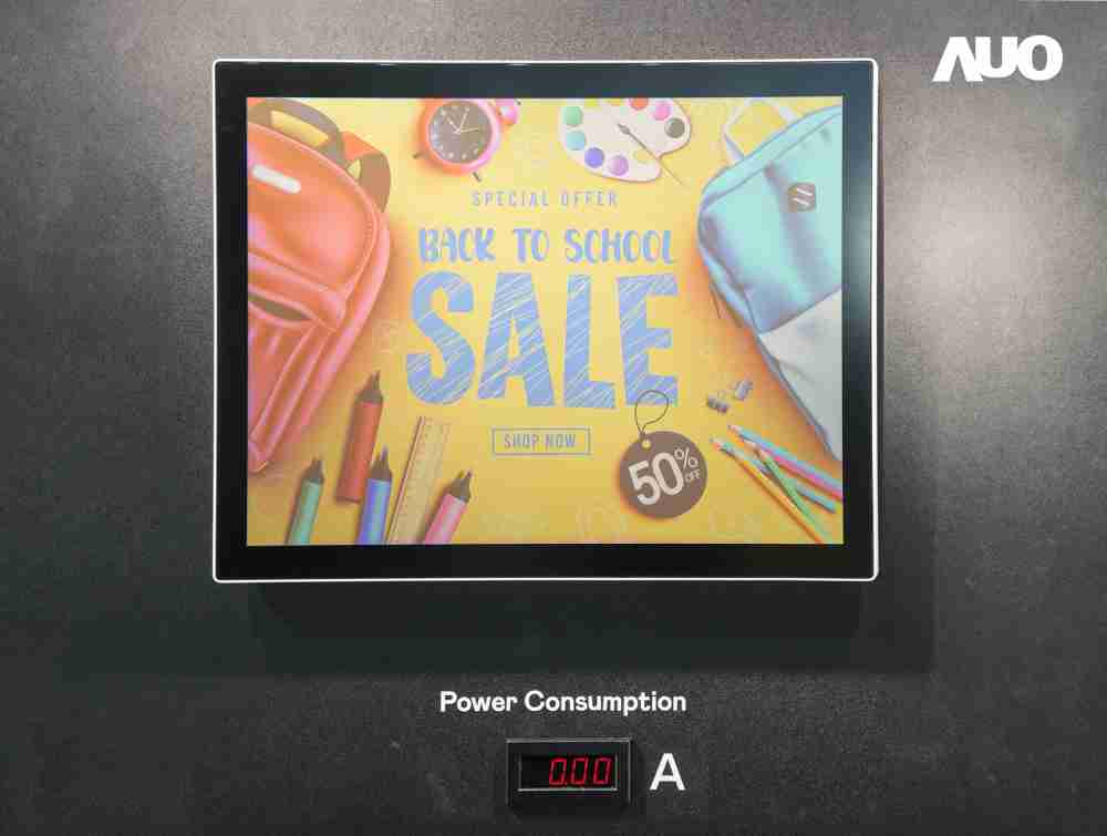 开云电子展示胆固醇液晶超低耗能户外全彩显示器，，ChLC（胆固醇液晶）以双稳态技术使静态显示零功耗，，，，具省电、、高彩度、、、环保的特性，，还整合软硬件系统解决方案，，，，可透过单一云端平台管理